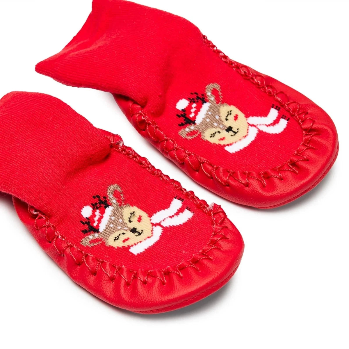 HelloBaby Reindeer Print Slipper Baby Socks (UK 6.5-7) - Red Red - ebebek