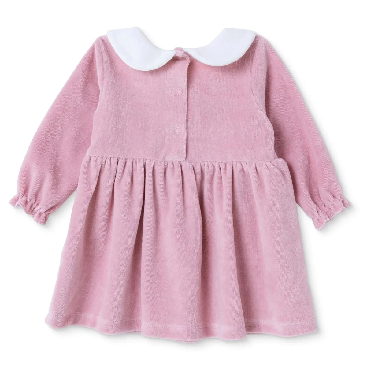 HelloBaby Star Print Long Sleeve Velour Baby Dress (1-3 Months to 12 Months) Pink - ebebek