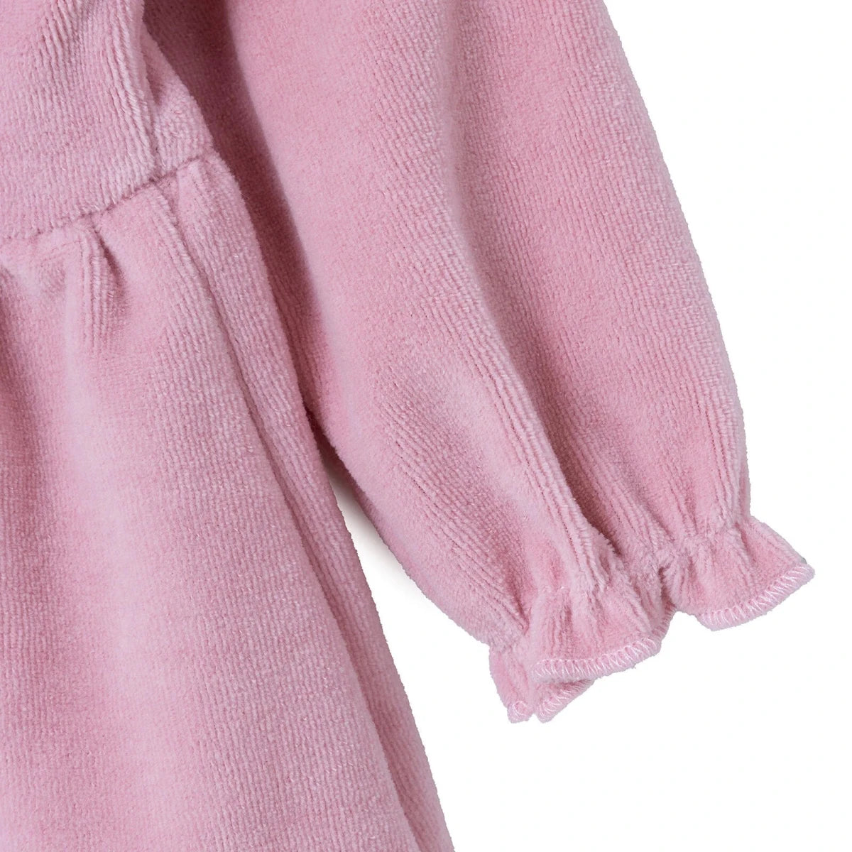 HelloBaby Star Print Long Sleeve Velour Baby Dress (1-3 Months to 12 Months) Pink - ebebek