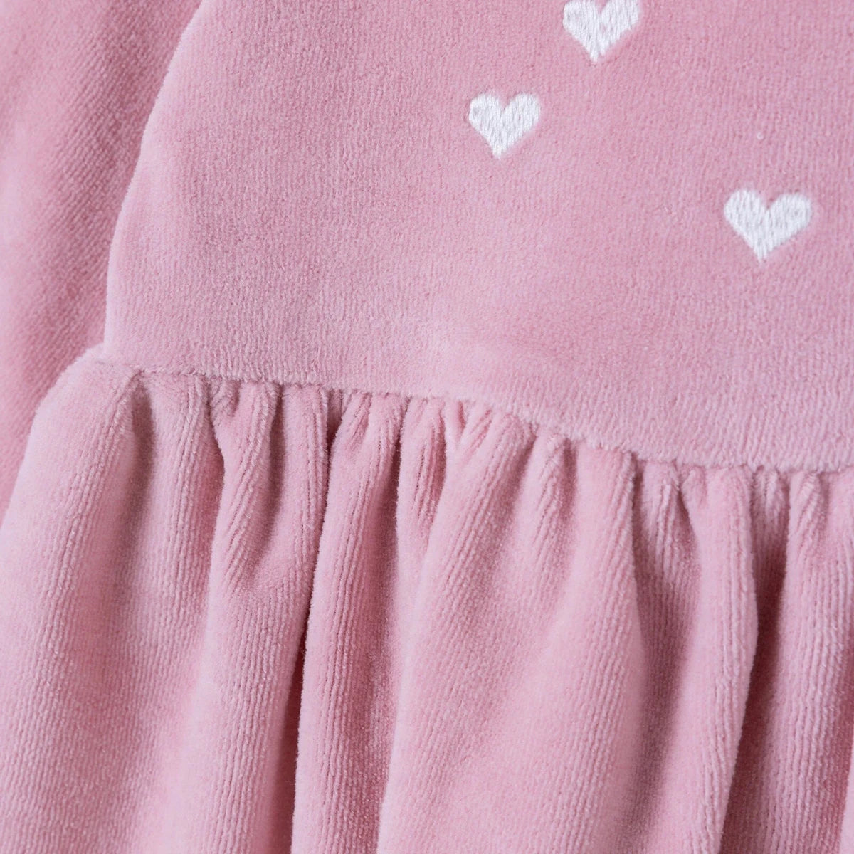 HelloBaby Star Print Long Sleeve Velour Baby Dress (1-3 Months to 12 Months) Pink - ebebek