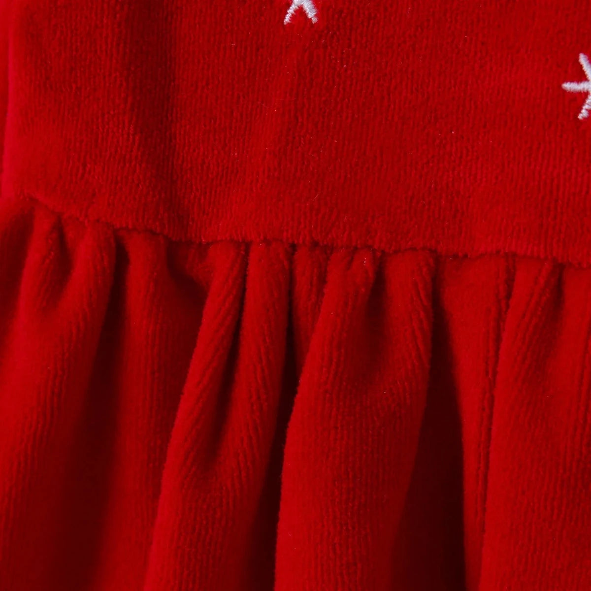HelloBaby Star Print Long Sleeve Velour Baby Dress (1-3 Months to 12 Months) - Red Red - ebebek