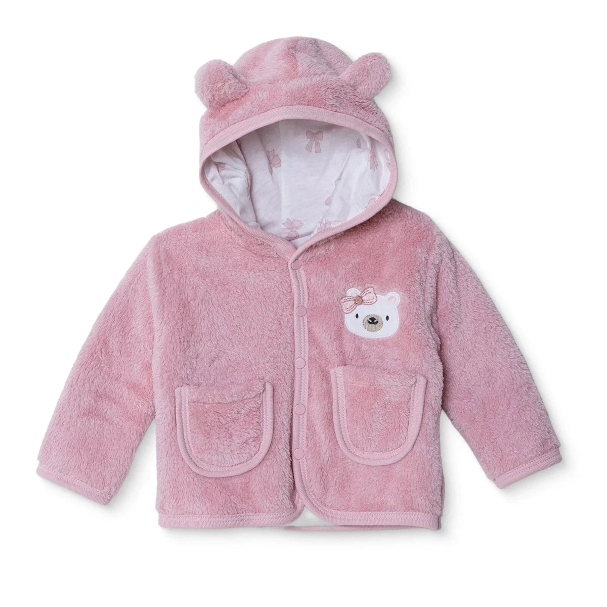 HelloBaby Hooded Animal Print Baby Cardigan (1-3 Months to 12 Months) Pink - ebebek