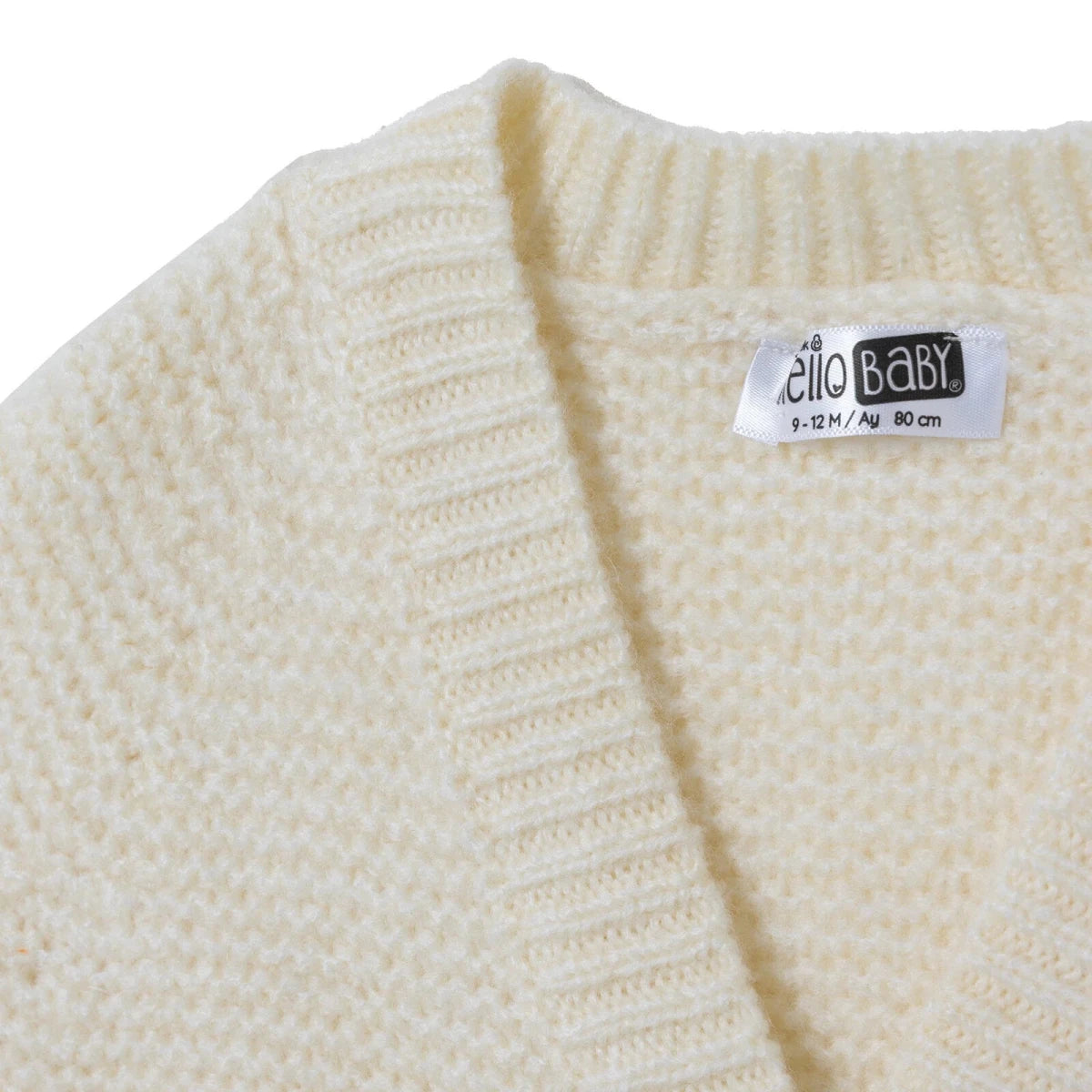 HelloBaby V Neck Knitted Baby Cardigan (9-12 Months to 4-5 Years) Ecru - ebebek