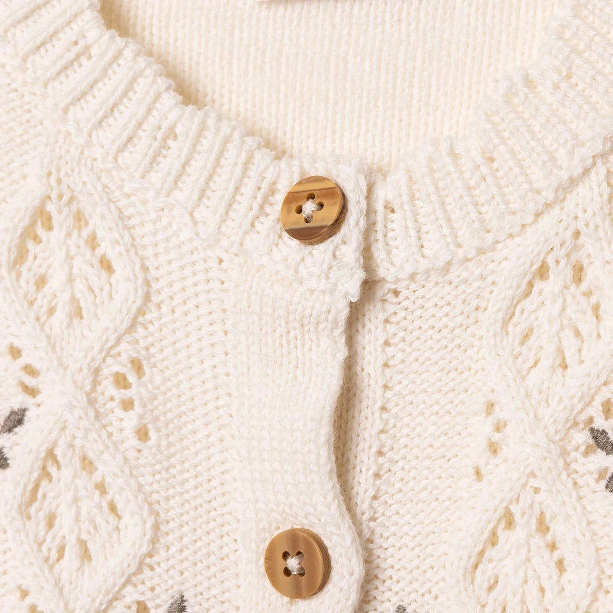 HelloBaby Crew Neck Knitted Baby Cardigan (9-12 Months to 4-5 Years) Ecru - ebebek