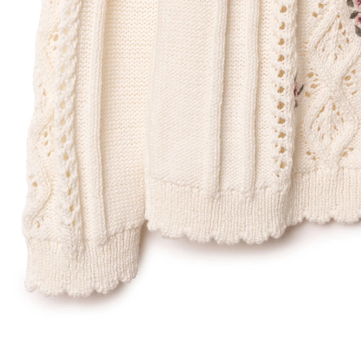 HelloBaby Crew Neck Knitted Baby Cardigan (9-12 Months to 4-5 Years) Ecru - ebebek