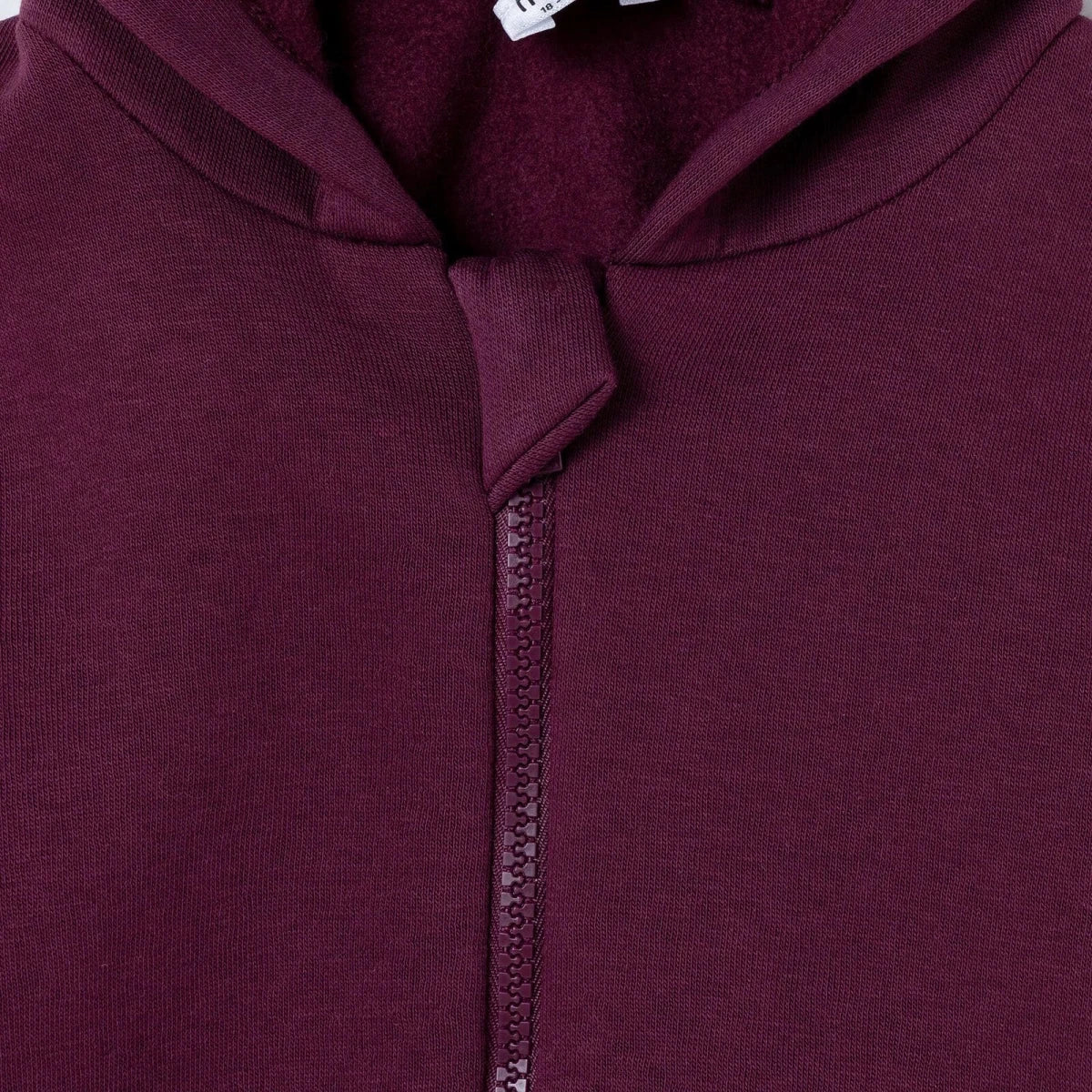 HelloBaby Thick Brushed Back Zip-Through Baby Hoodie (3-6 Months to 2-3 Years) Damson - ebebek