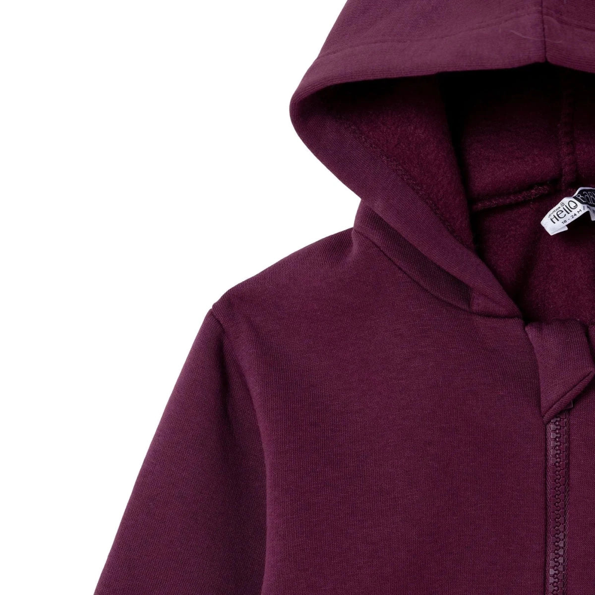 HelloBaby Thick Brushed Back Zip-Through Baby Hoodie (3-6 Months to 2-3 Years) Damson - ebebek
