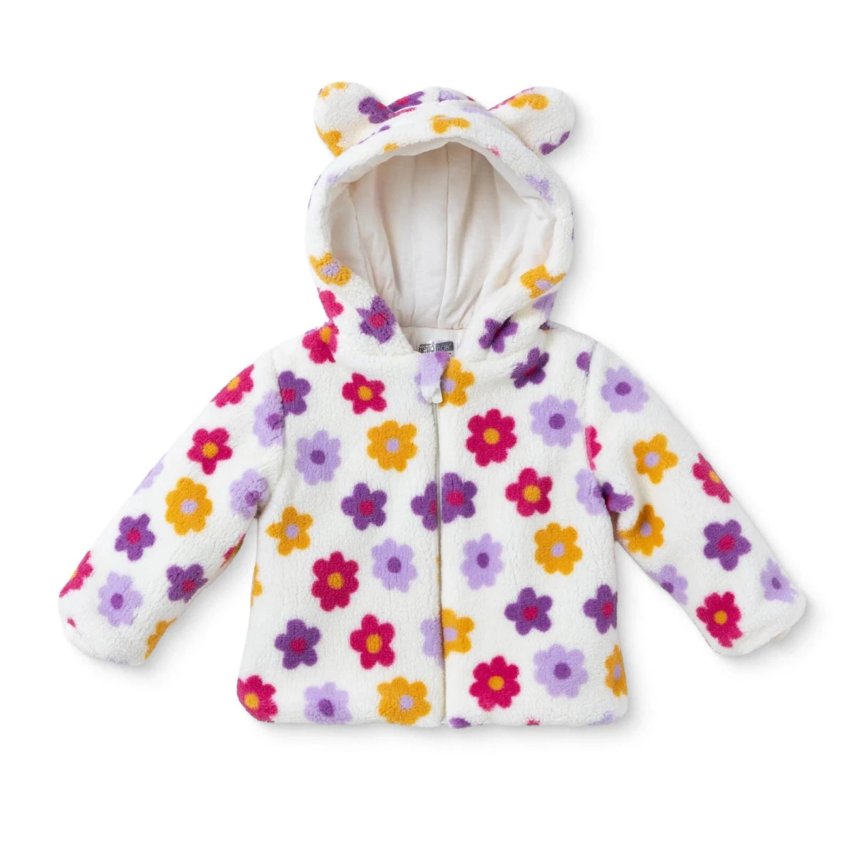 HelloBaby Floral Print Soft Fleece Zip Baby Jacket (3-6 Months to 4-5 Years) Ecru Printed - ebebek
