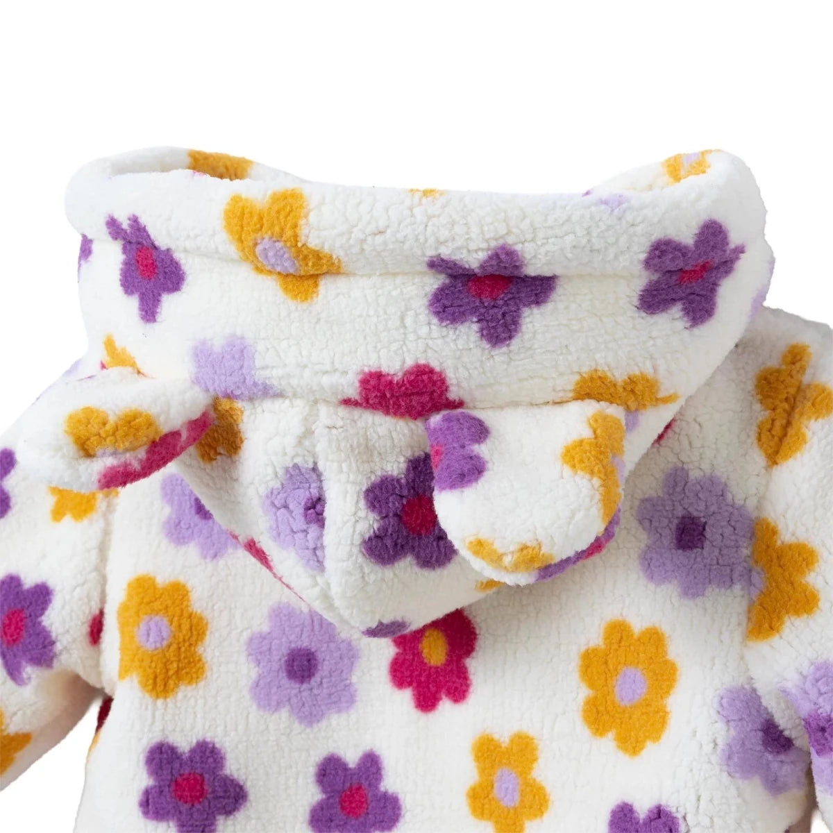 HelloBaby Floral Print Soft Fleece Zip Baby Jacket (3-6 Months to 4-5 Years) Ecru Printed - ebebek
