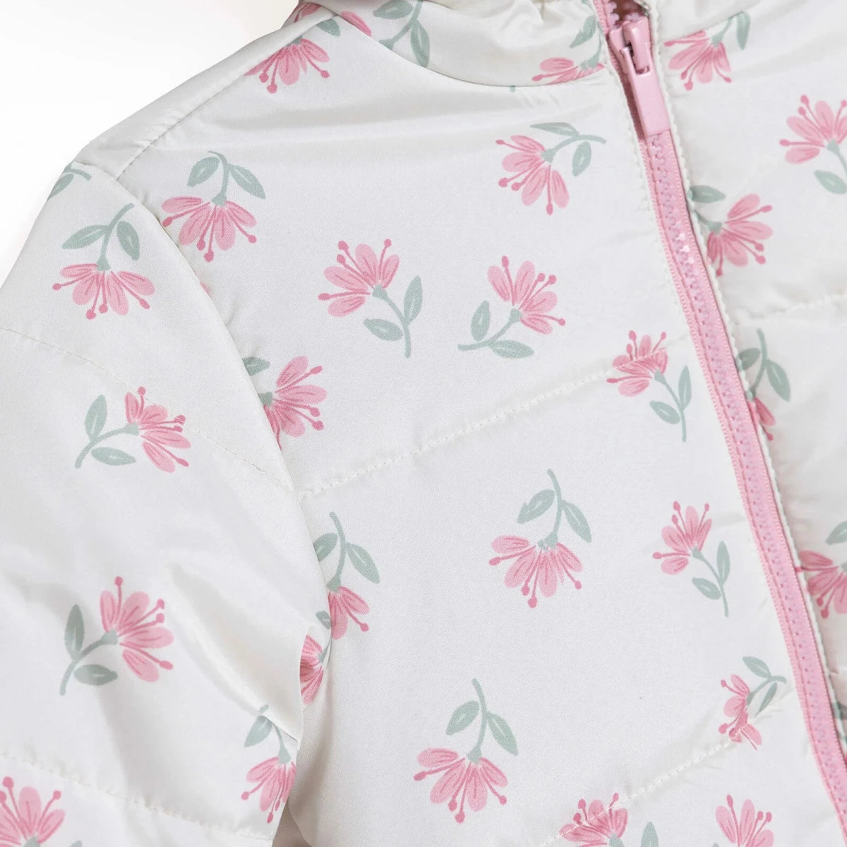 HelloBaby Hooded Floral Print Fleece Baby Jacket (9-12 Months to 4-5 Years) Ecru Printed - ebebek
