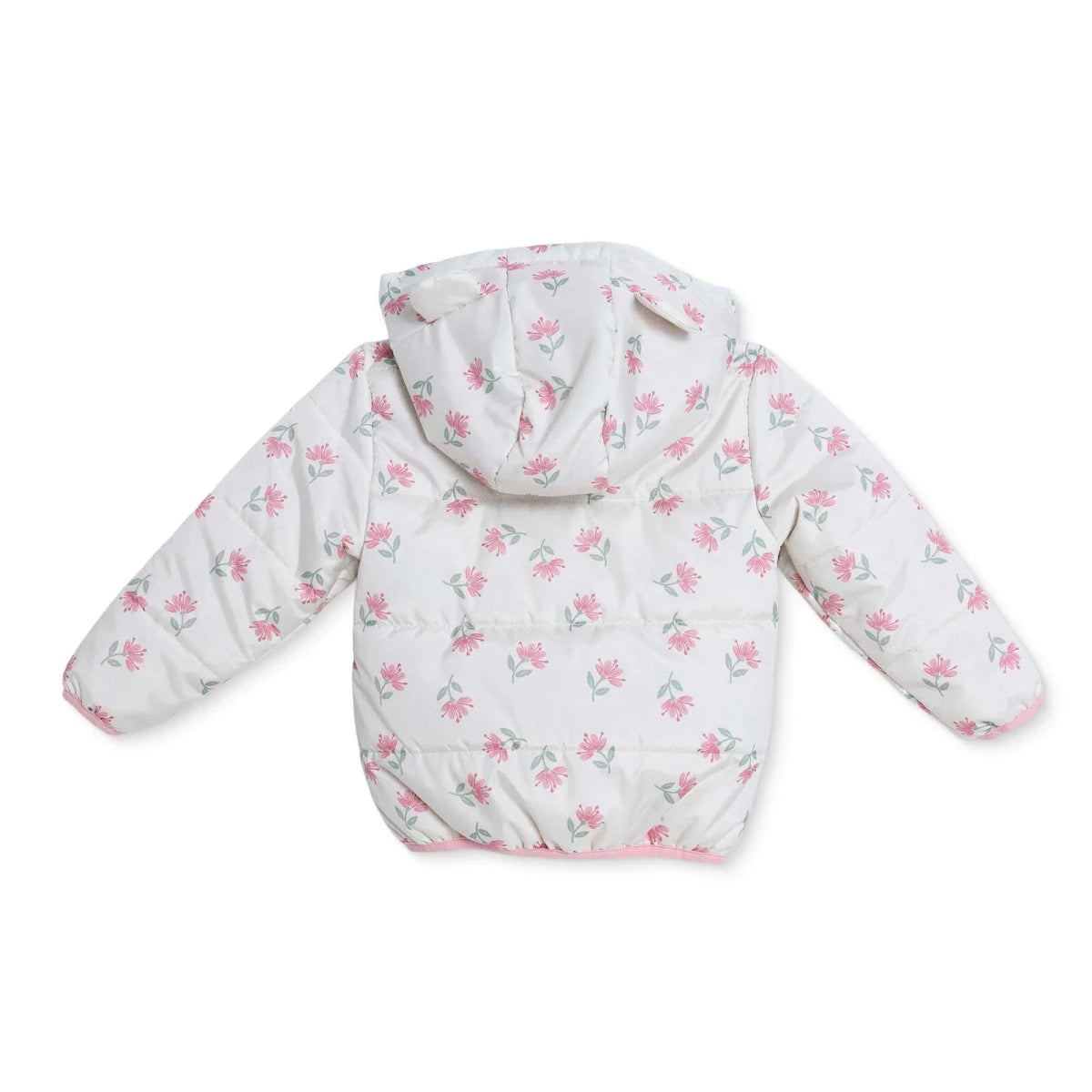 HelloBaby Hooded Floral Print Fleece Baby Jacket (9-12 Months to 4-5 Years) Ecru Printed - ebebek