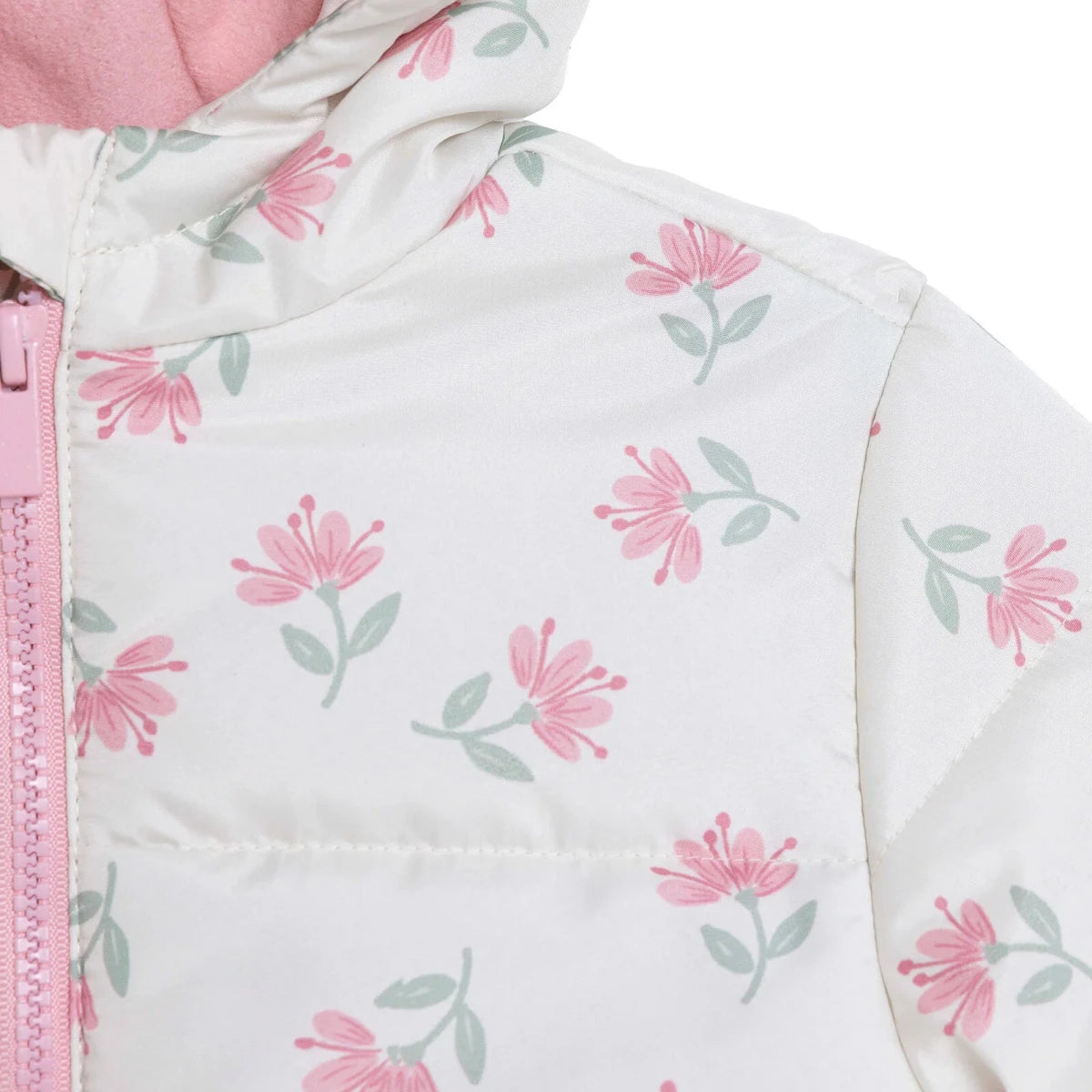 HelloBaby Hooded Floral Print Fleece Baby Jacket (9-12 Months to 4-5 Years) Ecru Printed - ebebek