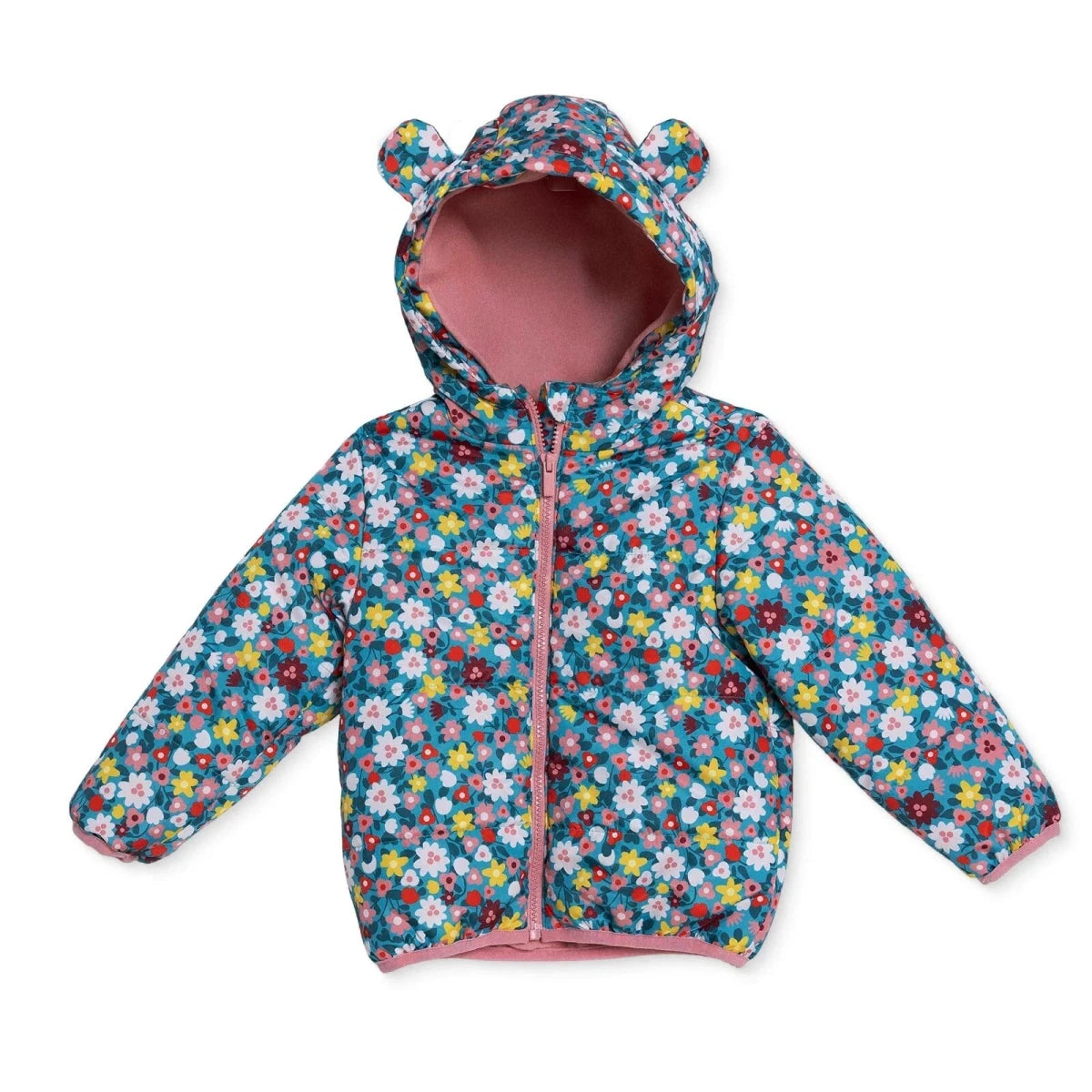 HelloBaby Hooded Floral Print Fleece Baby Jacket (9-12 Months to 4-5 Years) Green Printed - ebebek
