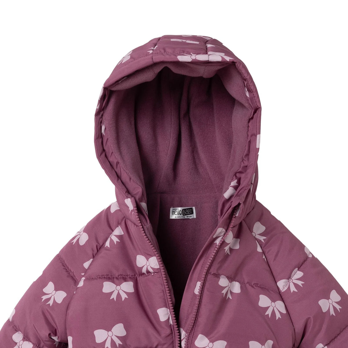 HelloBaby Hooded Bow Print Fleece Baby Jacket (9-12 Months to 4-5 Years)