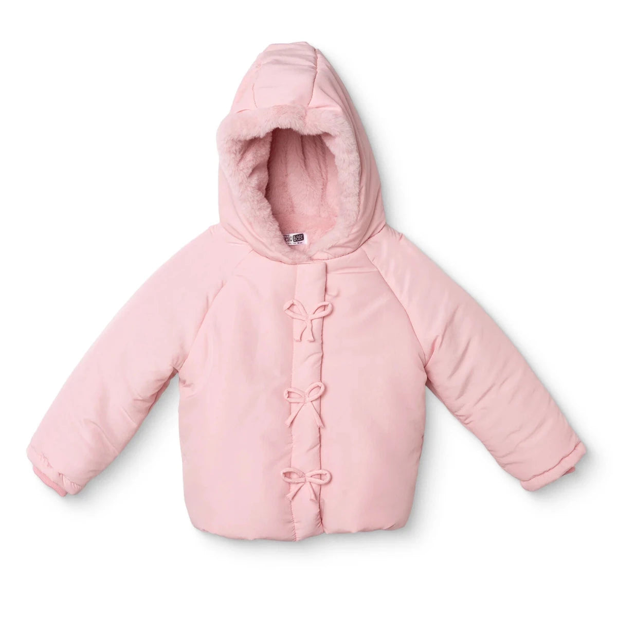 HelloBaby Hooded Bow Print Fleece Baby Jacket (9-12 Months to 4-5 Years) Pink - ebebek