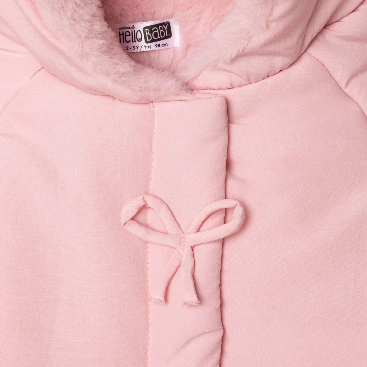 HelloBaby Hooded Bow Print Fleece Baby Jacket (9-12 Months to 4-5 Years) Pink - ebebek