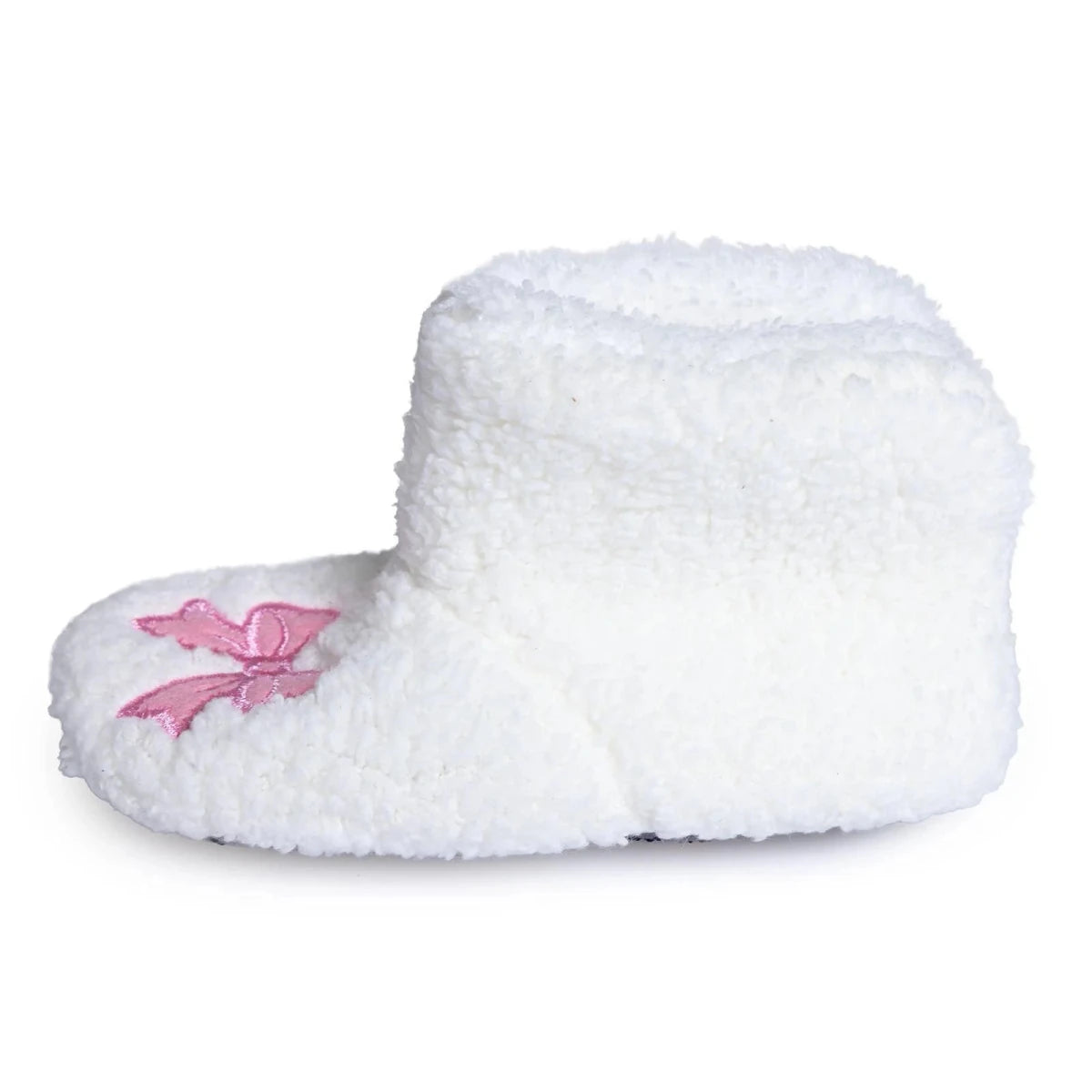 HelloBaby Bow Embroidered Soft Fleece Baby Slippers (UK 5 to 8.5) White - ebebek