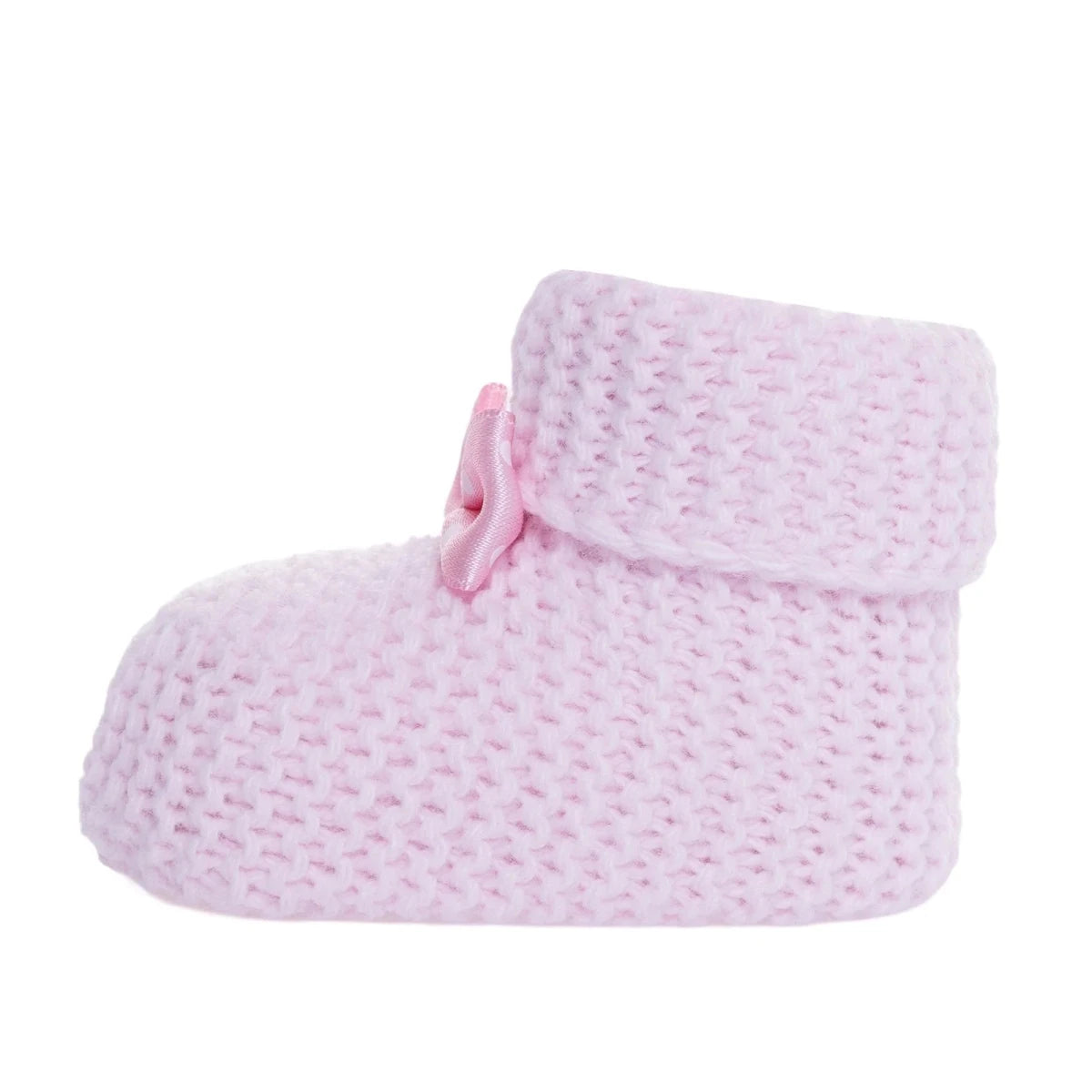 Kitti Bow Detail Knitted Baby Booties (One Size) Light Pink - ebebek