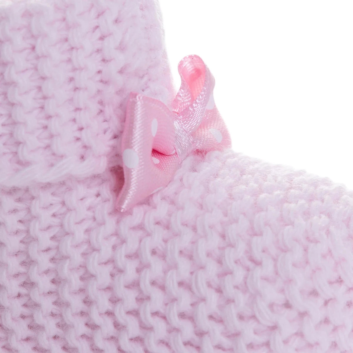 Kitti Bow Detail Knitted Baby Booties (One Size) Light Pink - ebebek