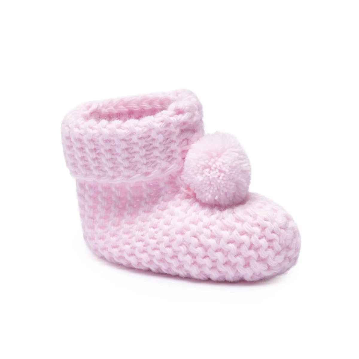 HelloBaby Pom Pom Knitted Baby Booties (One Size) Light Pink - ebebek