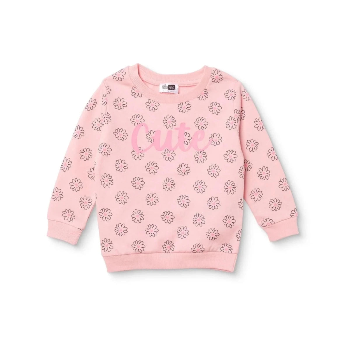 HelloBaby Floral Print Brushed Loopback Baby Sweatshirt (3-6 Months to 4-5 Years) - Pink Printed Pink Printed - ebebek