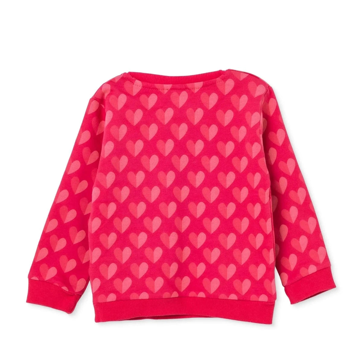 HelloBaby Heart Print Brushed Loopback Baby Sweatshirt (3-6 Months to 4-5 Years) Pink Printed - ebebek