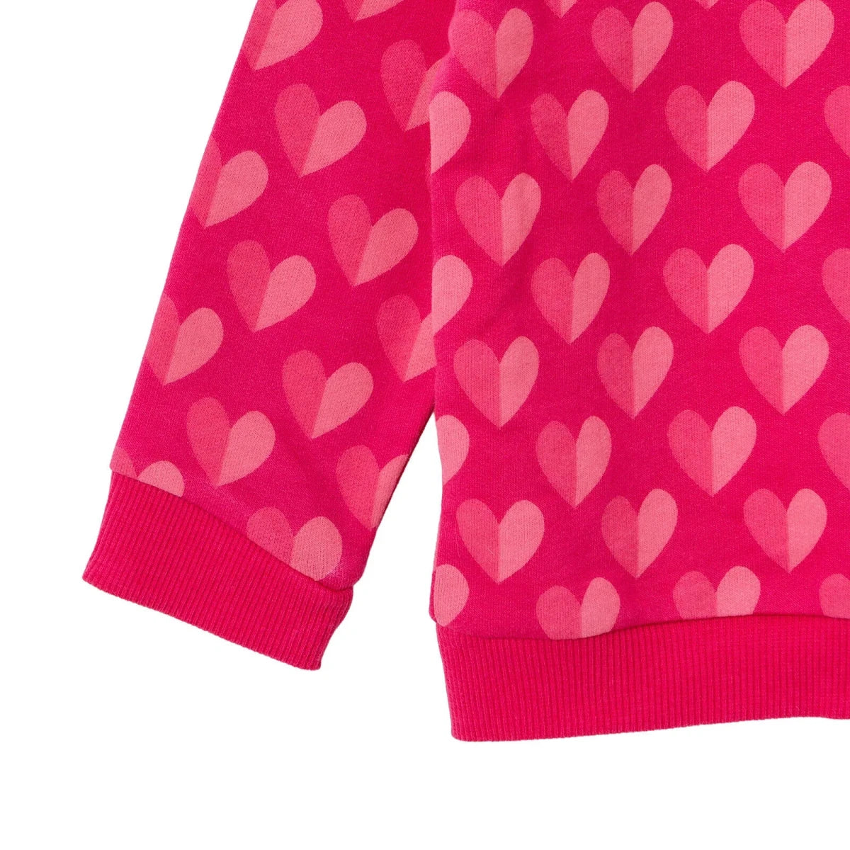 HelloBaby Heart Print Brushed Loopback Baby Sweatshirt (3-6 Months to 4-5 Years) Pink Printed - ebebek