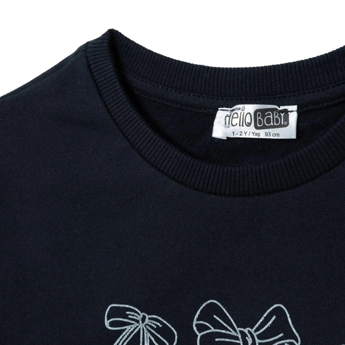 HelloBaby Bow Print Brushed Baby Sweatshirt (3-6 Months to 2-3 Years) - Black Black - ebebek