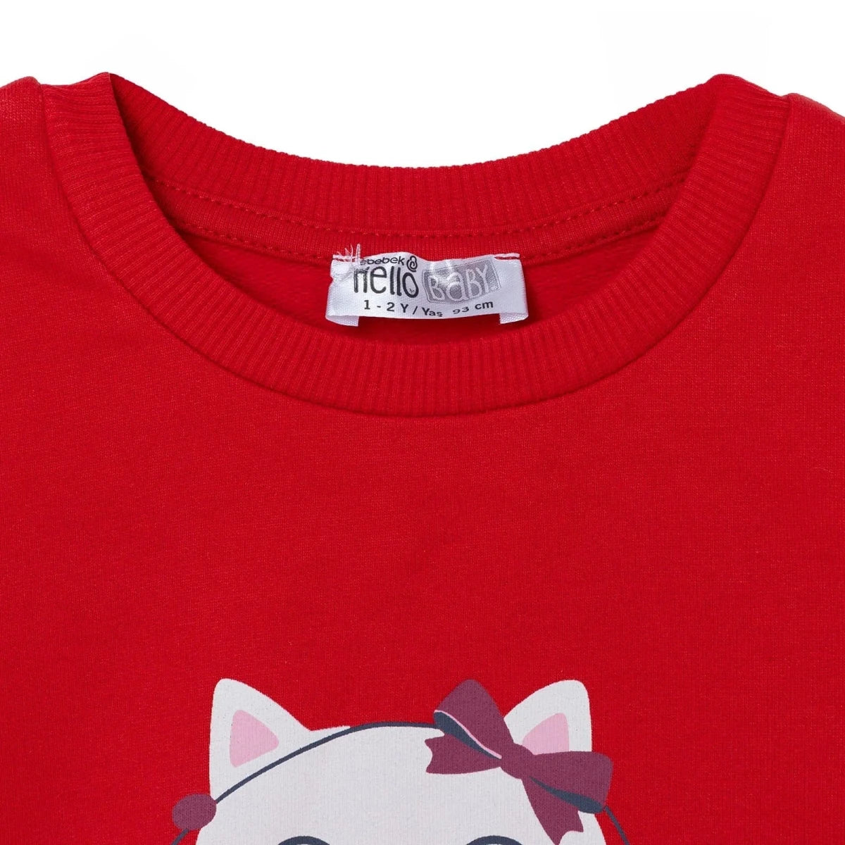 HelloBaby Animal Print Brushed Baby Sweatshirt (3-6 Months to 2-3 Years) Red - ebebek