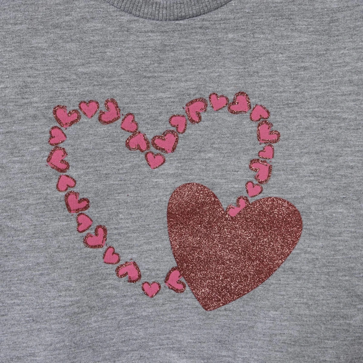 HelloBaby Heart Print Brushed Baby Sweatshirt (3-6 Months to 2-3 Years) Grey - ebebek