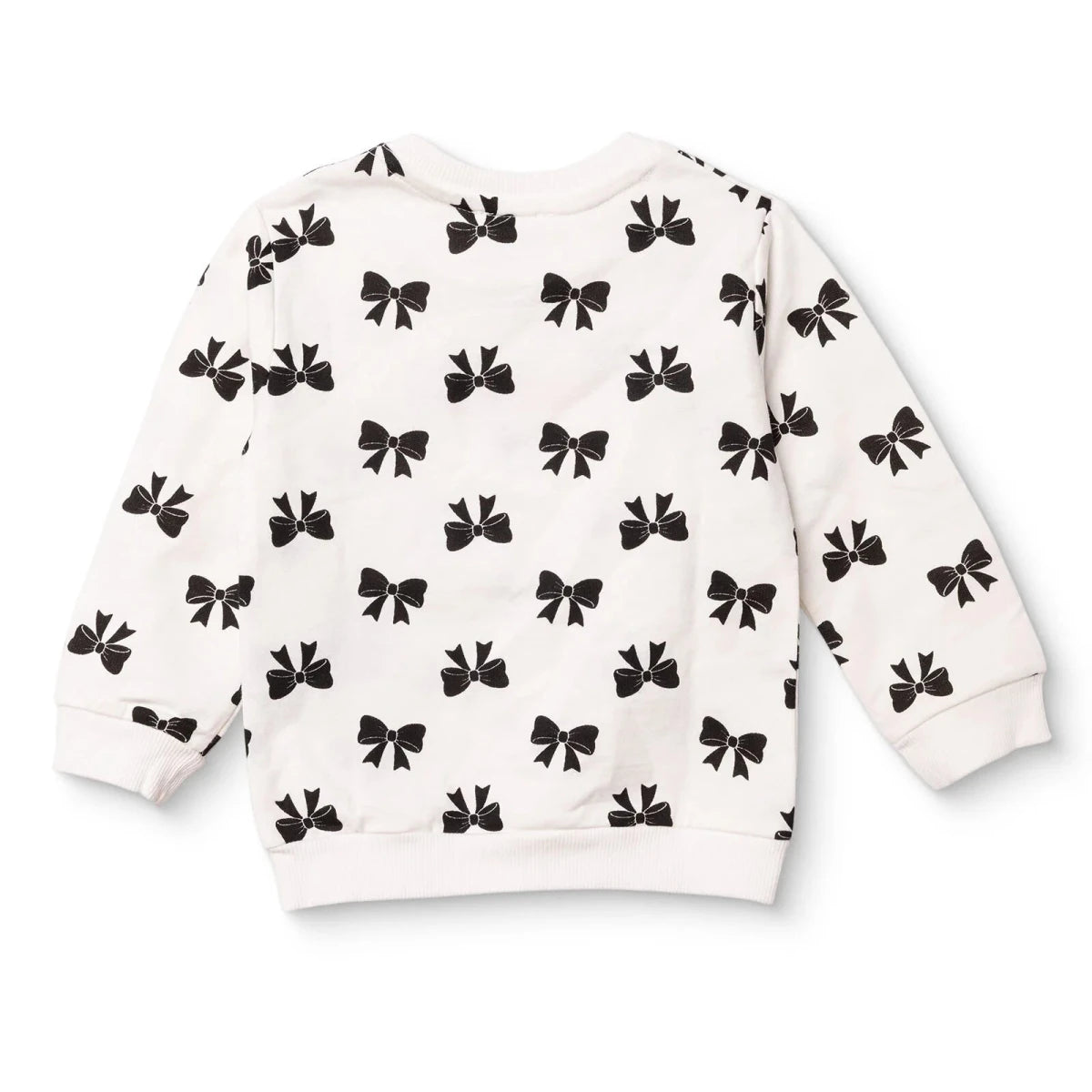 HelloBaby Bow Print Brushed Loopback Baby Sweatshirt (3-6 Months to 4-5 Years) Ecru Printed - ebebek