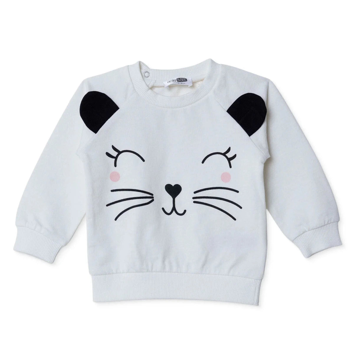HelloBaby Animal Print Baby Sweatshirt (1-3 Months to 12 Months) Ecru - ebebek