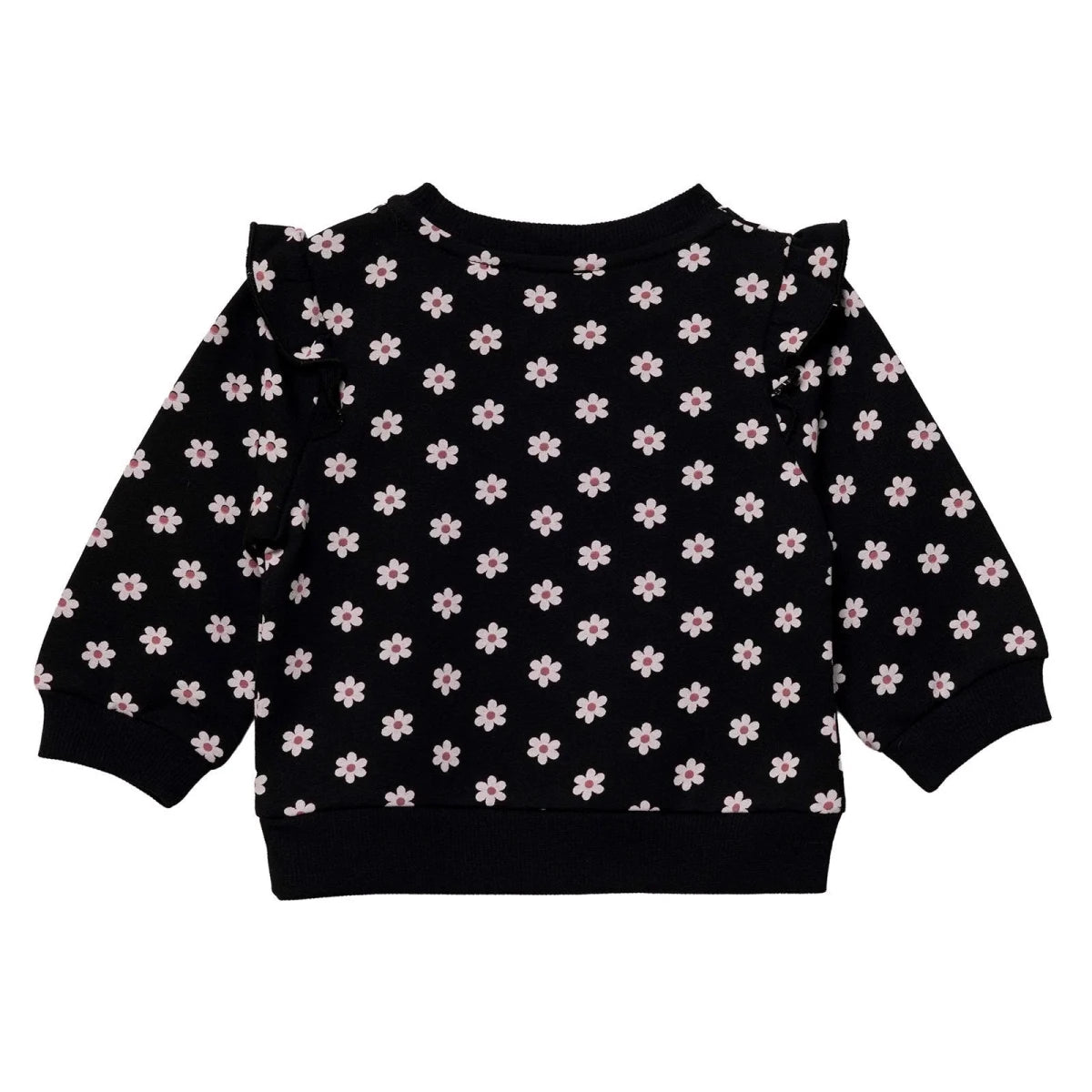 HelloBaby Floral Print Loopback Baby Sweatshirt (1-3 Months to 12 Months) - Black Black - ebebek