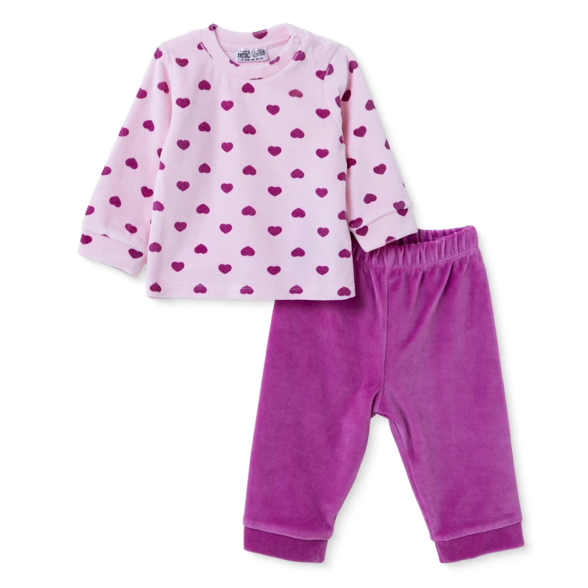 HelloBaby Velour Baby Sweatshirt & Leggings Set (1-3 Months to 12 Months) Purple - ebebek