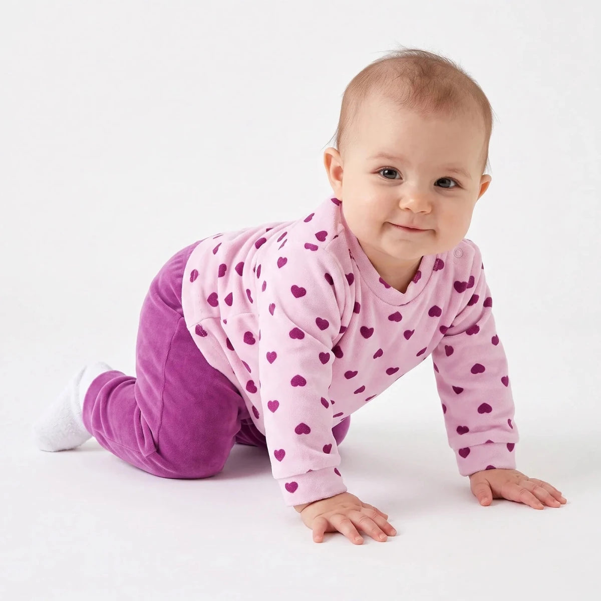 HelloBaby Velour Baby Sweatshirt & Leggings Set (1-3 Months to 12 Months) Purple - ebebek