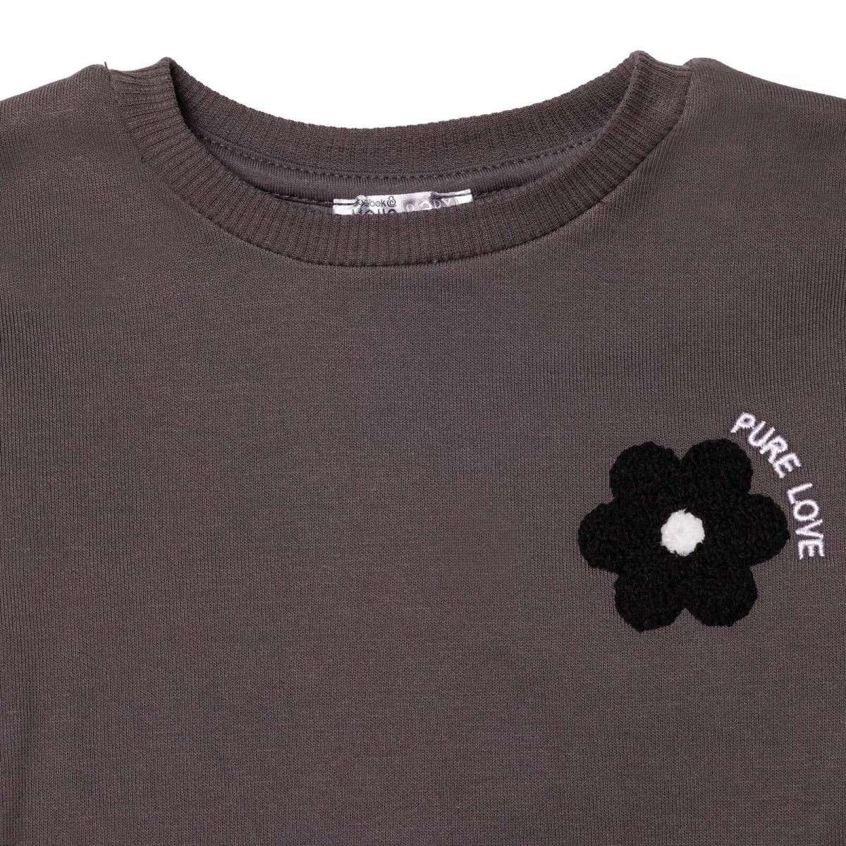 HelloBaby Floral Print Baby Sweatshirt & Leggings Set (3-6 Months to 4-5 Years) Dark Grey - ebebek