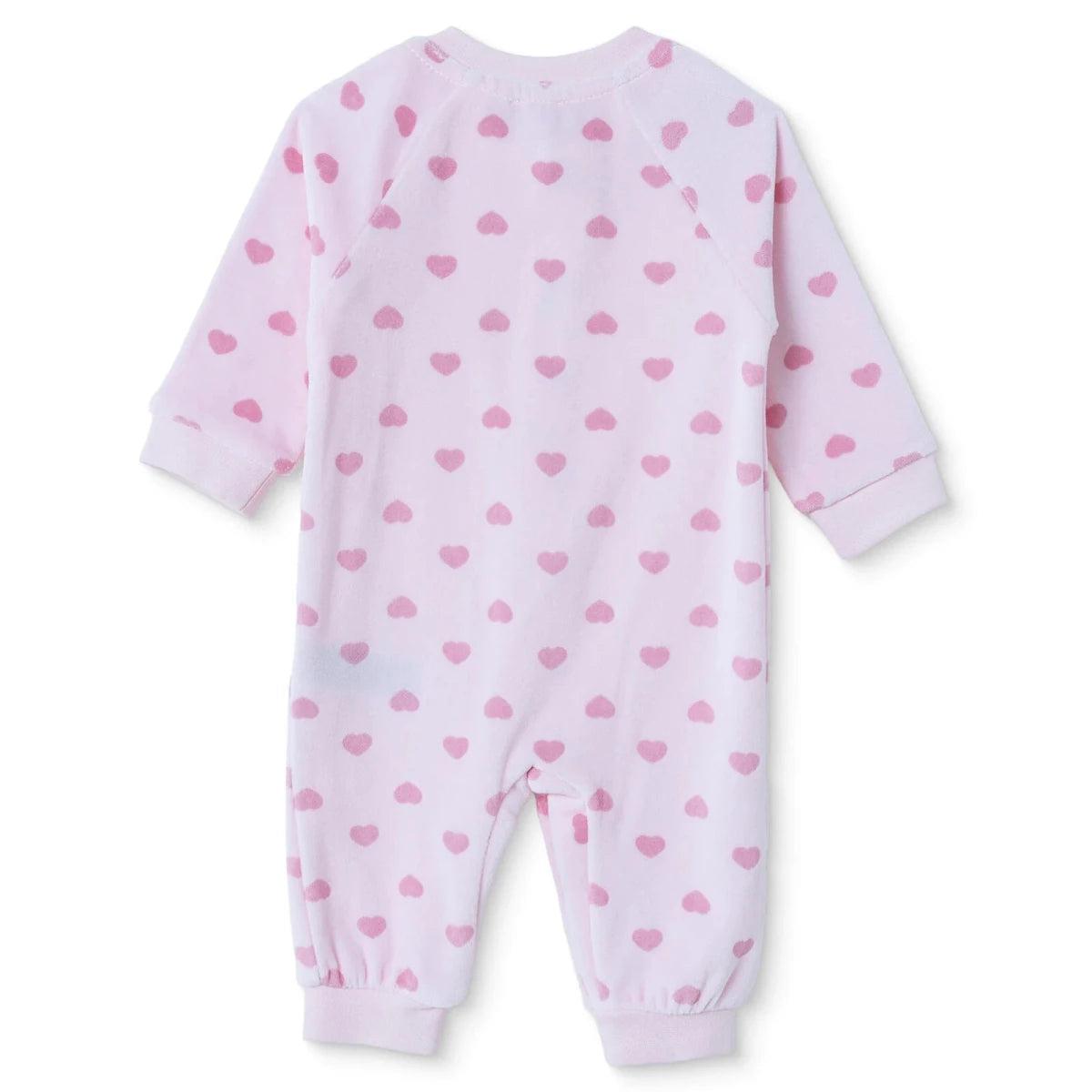 HelloBaby Heart Print Footless Velour Baby Sleepsuit (Newborn to 6-9 Months) Pink Printed - ebebek