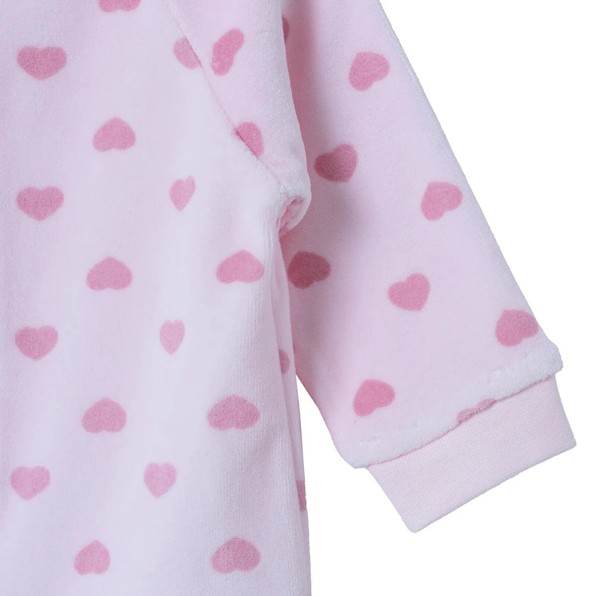 HelloBaby Heart Print Footless Velour Baby Sleepsuit (Newborn to 6-9 Months) Pink Printed - ebebek