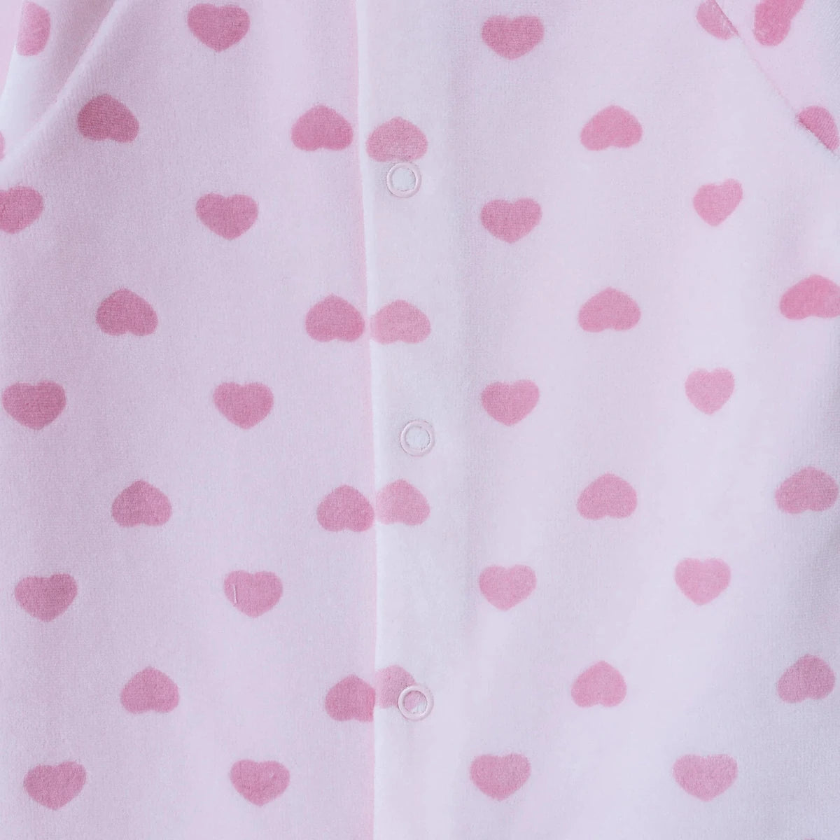 HelloBaby Heart Print Footless Velour Baby Sleepsuit (Newborn to 6-9 Months) Pink Printed - ebebek