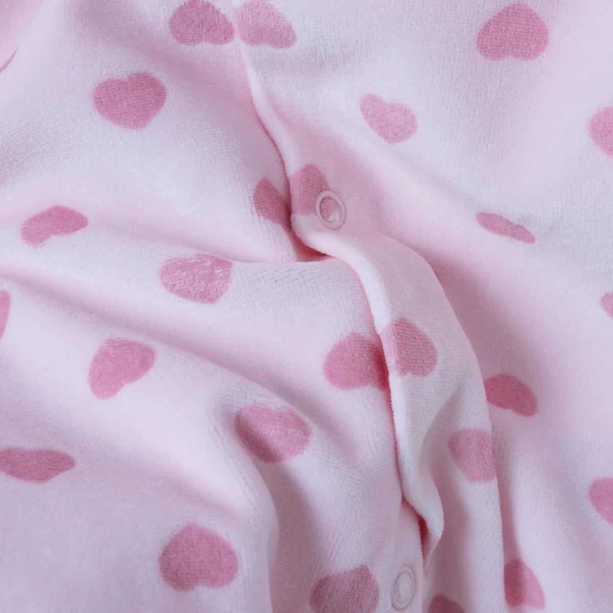 HelloBaby Heart Print Footless Velour Baby Sleepsuit (Newborn to 6-9 Months) Pink Printed - ebebek