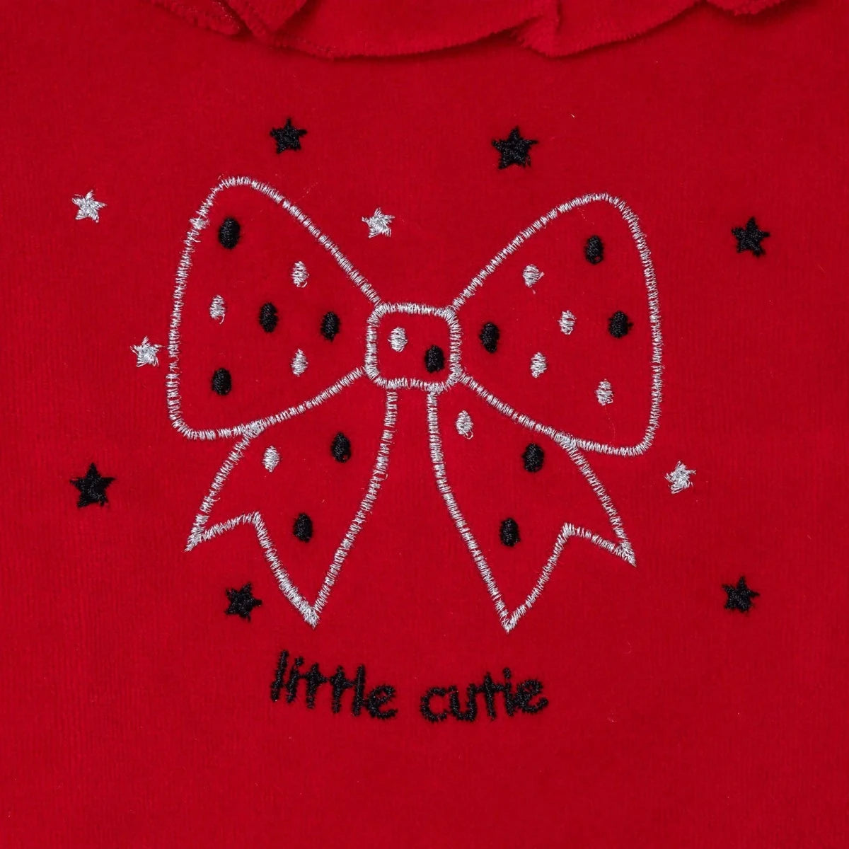 HelloBaby Bow Embroidered Velour Footed Baby Sleepsuit (Newborn to 6-9 Months) Red - ebebek