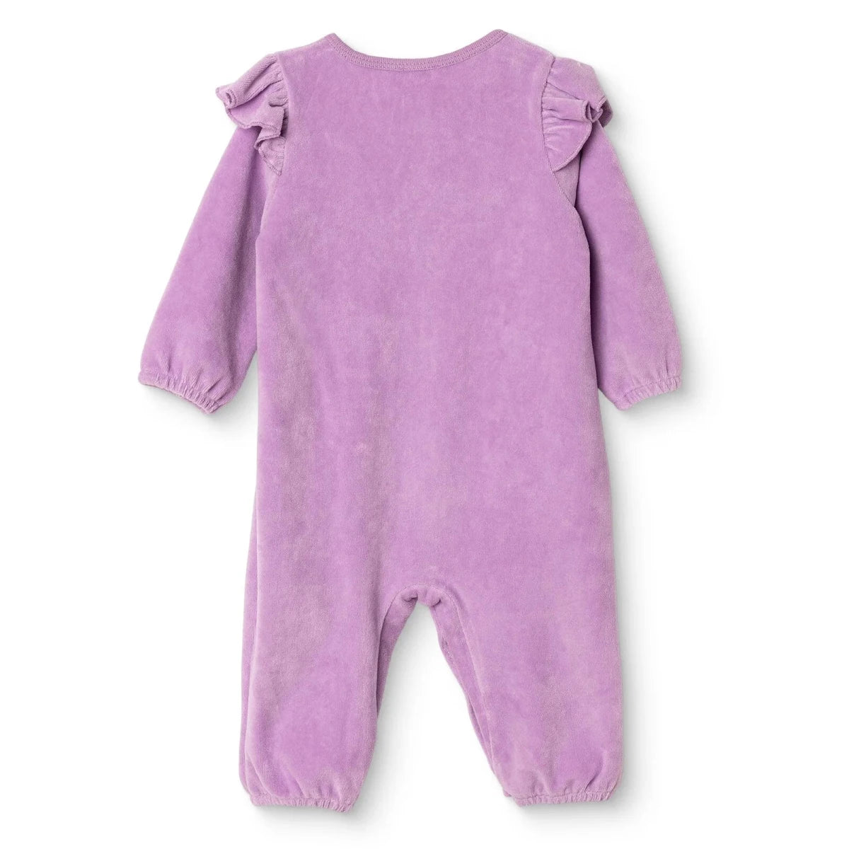 HelloBaby Frill Shoulder Footless Velour Baby Sleepsuit (Newborn to 6-9 Months) Lilac - ebebek