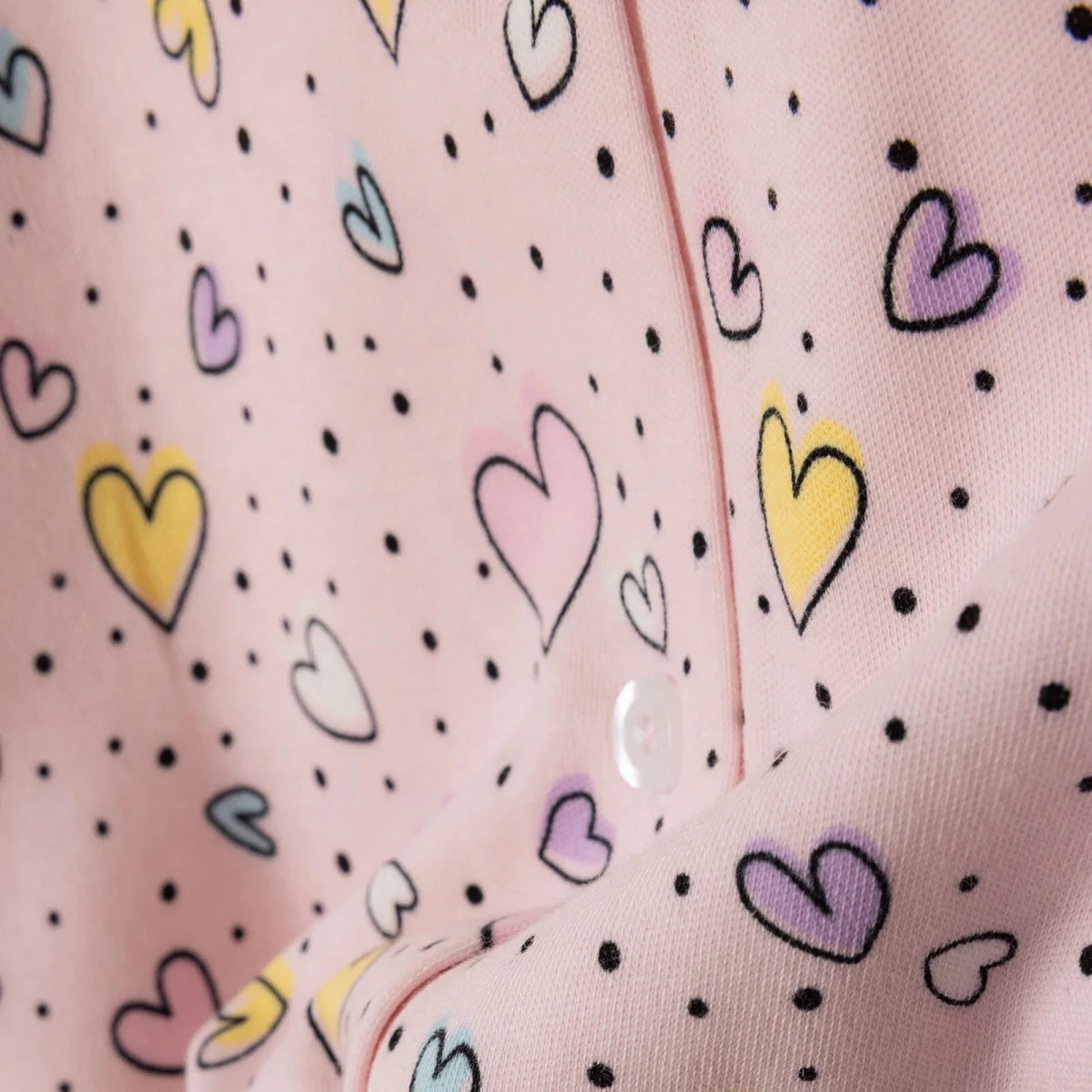 HelloBaby Heart Print Shirt Collar Baby Pyjama Set (3-6 Months to 3-4 Years) Pink - ebebek