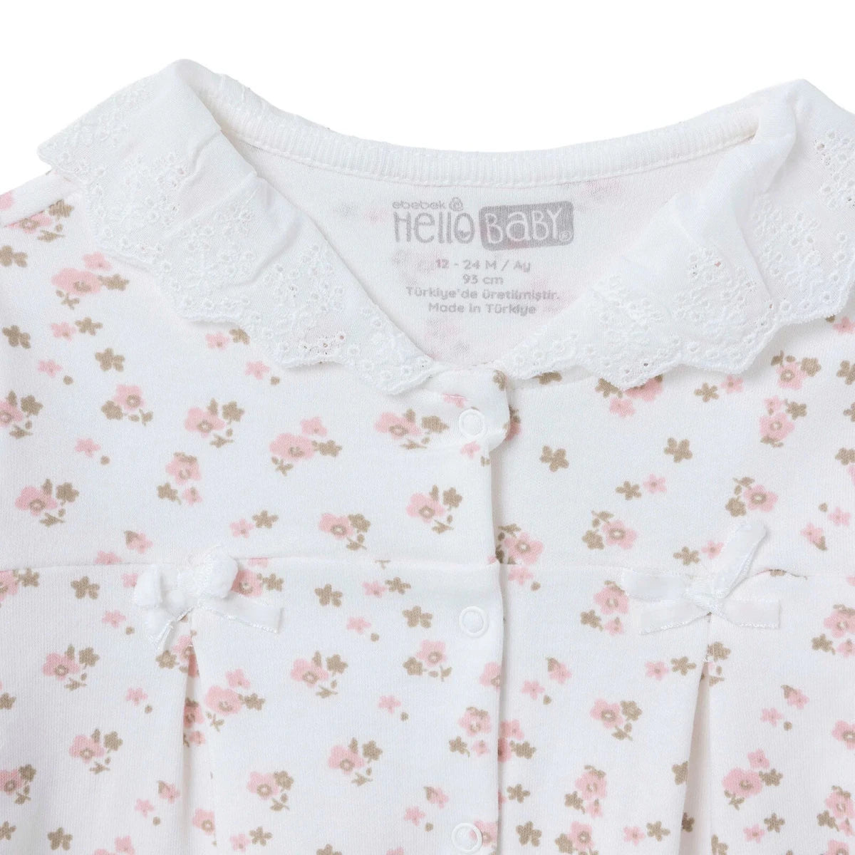 HelloBaby Floral Print Peter Pan Collar Baby Pyjama Set (3-6 Months to 2-3 Years) Pink - ebebek