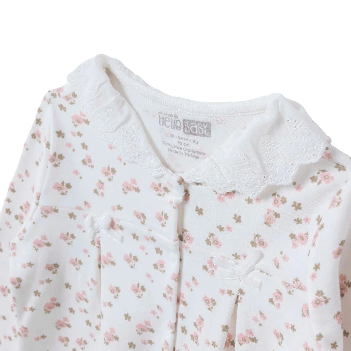 HelloBaby Floral Print Peter Pan Collar Baby Pyjama Set (3-6 Months to 2-3 Years) Pink - ebebek