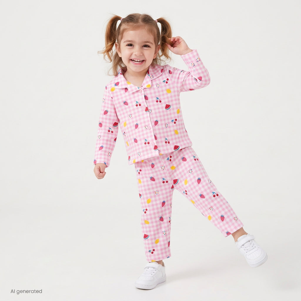 HelloBaby Fruit Print Long Sleeve Baby Pyjama Set (3-6 Months to 2-3 Years) Pink - ebebek