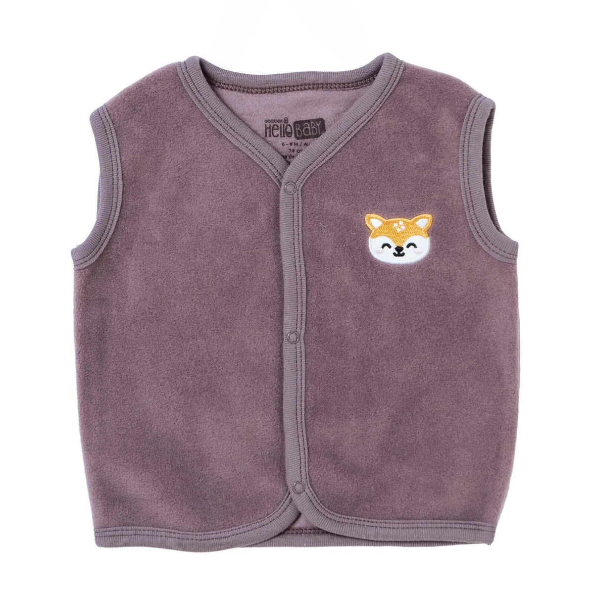HelloBaby Fox Print Fleece Baby Gilet (1-3 Months to 12 Months) Light Rose - ebebek