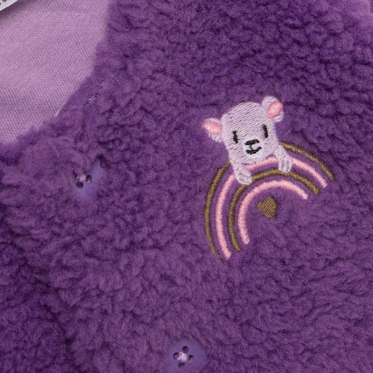 HelloBaby Bear Print Buttoned Fleece Baby Gilet (1-3 Months to 12 Months) Purple - ebebek