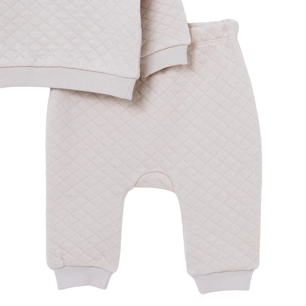 HelloBaby Quilted Baby Sweatshirt & Leggings Set (1-3 Months to 12 Months) Beige - ebebek