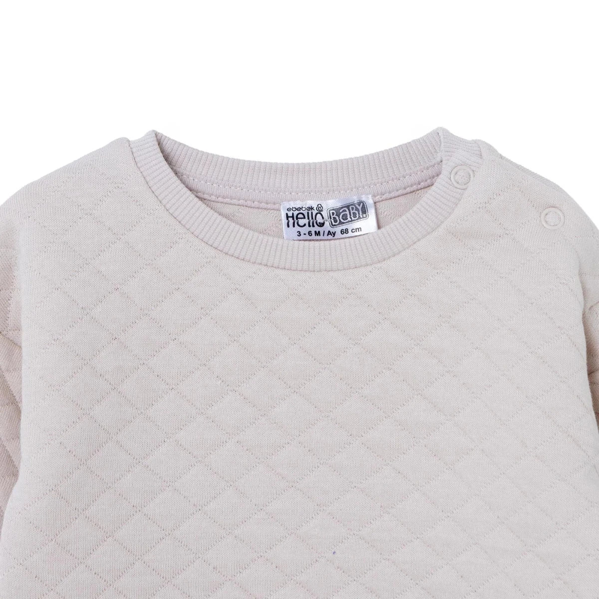 HelloBaby Quilted Baby Sweatshirt & Leggings Set (1-3 Months to 12 Months) Beige - ebebek